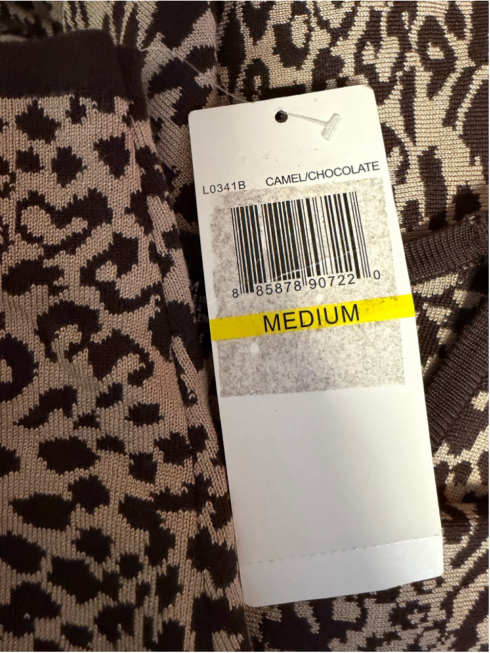 Women's Nina Leonard Dress Medium Camel Chocolate Animal Print Midi New NWT - Picture 2 of 16